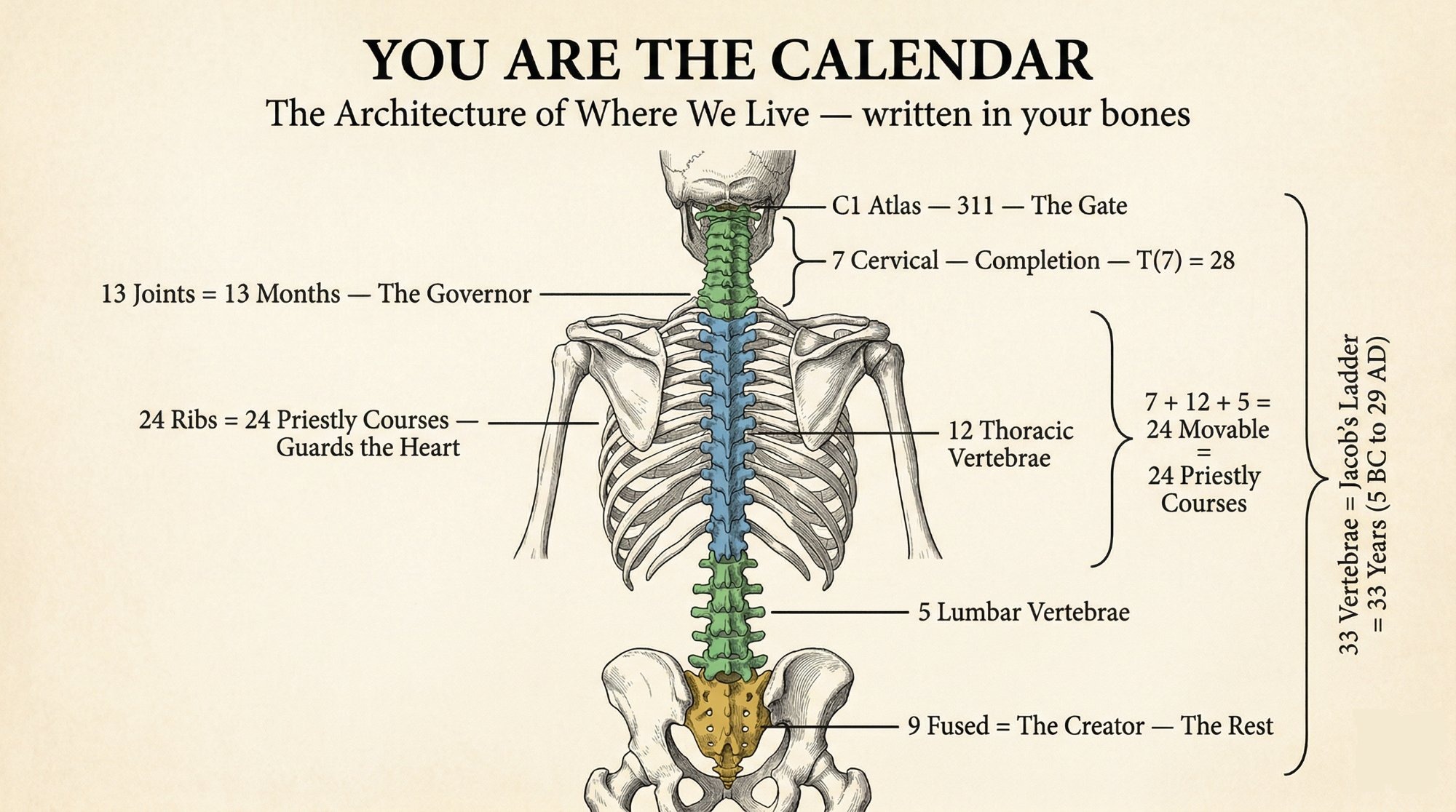Full skeleton — the complete calendar in front and back view